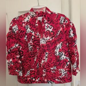 Erin London Red Animal Print Jacket Women's Large